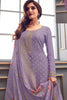 Lavender Color Silk Swarovski Work Woven Unstitched Suit Material