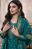 Teal Color Silk Woven Unstitched Suit Material