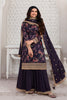 Purple Color Printed Organza Unstitched Suit Material With Stitched Sharara
