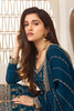 Blue Color Woven Crepe Unstitched Suit Material With Stitched Sharara