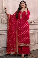 Maroon Color Silk Woven Unstitched Suit Material