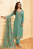 Mint Green Color Woven Silk Unstitched Suit Material