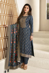 Grey Color Pashmina Woven Unstitched Suit Material