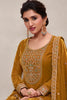 Mustard Colour Velvet Embroidered Unstitched Suit Material