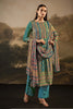 Teal Color Silk Embroidered Unstitched Suit Fabric