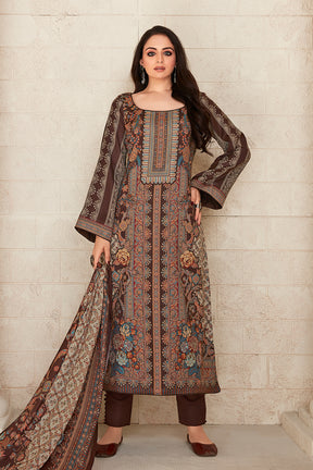 Brown Colour Pashmina Woven Unstitched Suit Material