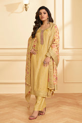 Mustard Colour Silk Woven Unstitched Suit Material