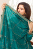 Teal Color Woven Crepe Unstitched Suit Material With Stitched Sharara