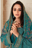 Teal Colour Pashmina Woven Unstitched Suit Material