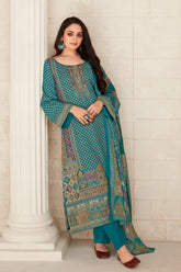 Teal Colour Pashmina Woven Unstitched Suit Material