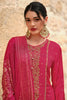 Fuchsia Pink Color Silk Zari Embroidered Unstitched Suit Material