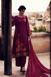 Purple Color woven Organza Unstitched Suit Material