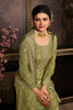 Green Color Silk Zari Embroidered Unstitched Suit Material