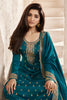 Teal Color Zari Embroidered Silk Unstitched Suit Material