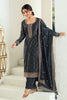 Grey Color Velvet Embroidered Unstitched Suit Material