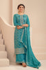 Teal Color Silk Woven Unstitched Suit Material