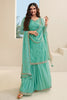 Seafoam Green Color Embroidered Organza Unstitched Suit Fabric