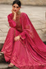 Fuchsia Pink Color Silk Zari Embroidered Unstitched Suit Material