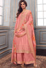 Peach Color Silk Swarovski Work Woven Unstitched Suit Material