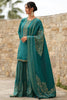 Teal Color Silk Zari Embroidered Unstitched Suit Material
