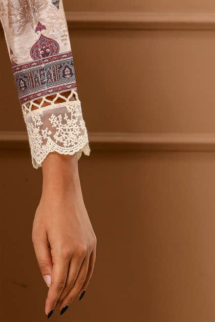 Cream Color Muslin Printed Suit
