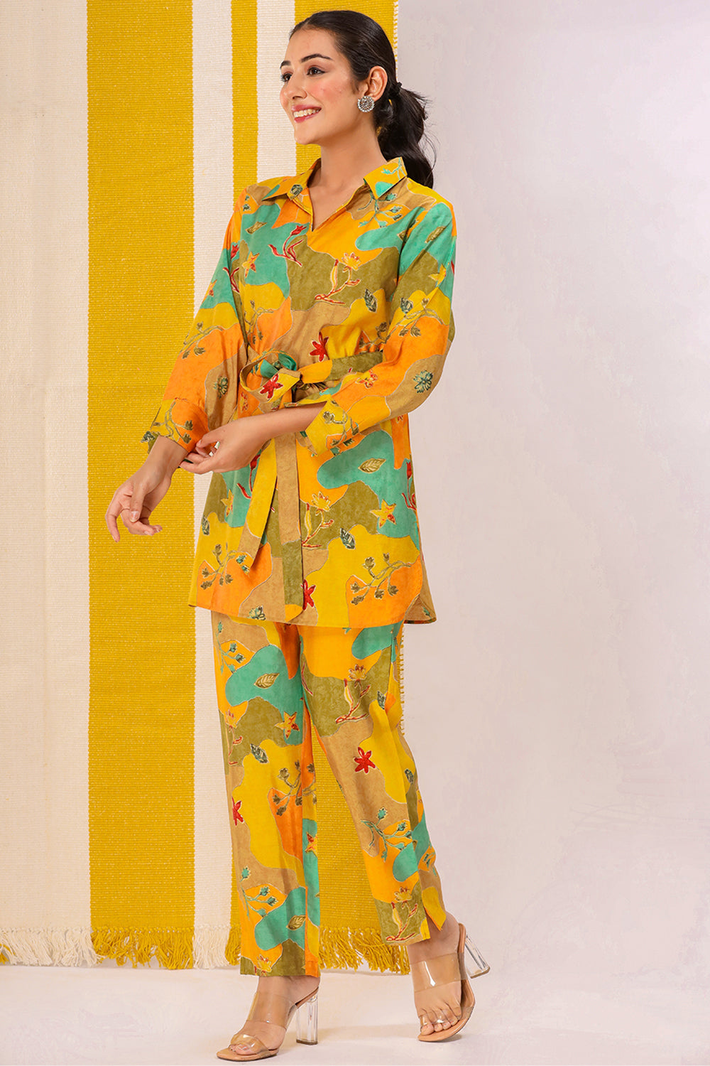 Mustard Printed Muslin Co-Ord Set