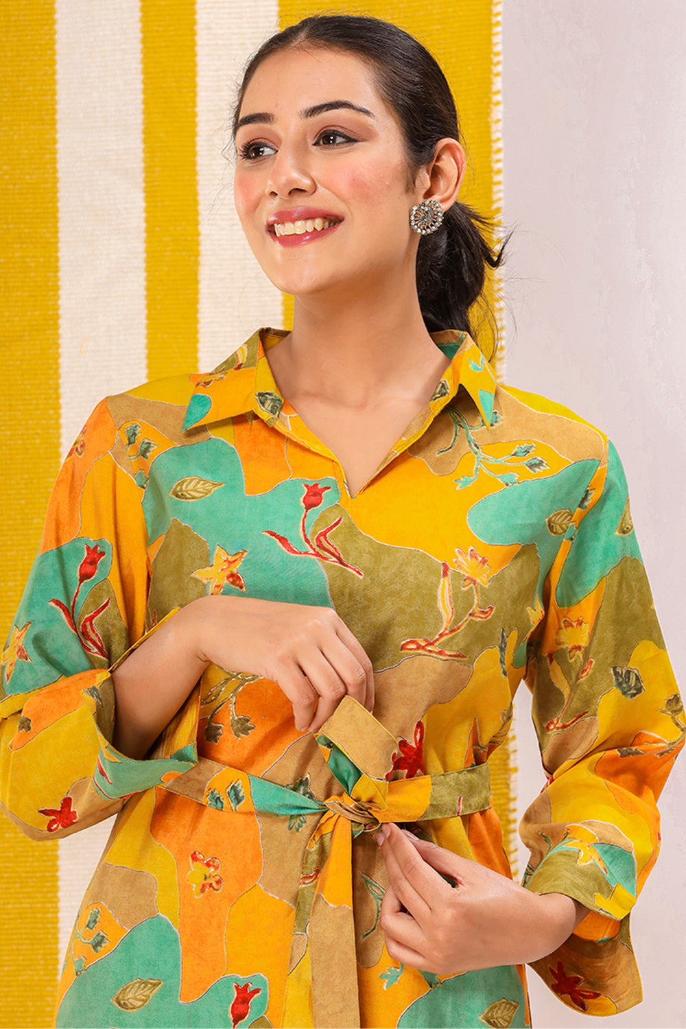 Mustard Printed Muslin Co-Ord Set
