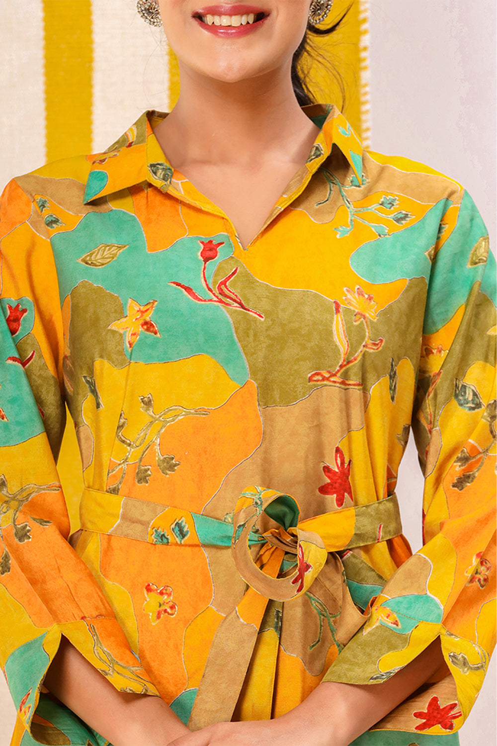 Mustard Printed Muslin Co-Ord Set