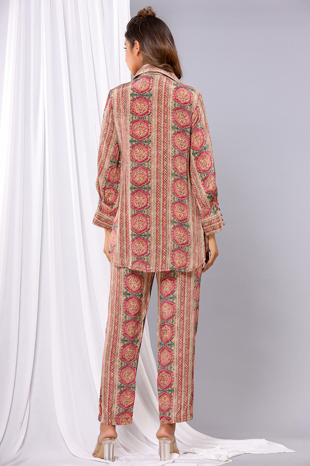 Magenta Color Printed Crepe Co-Ord Set