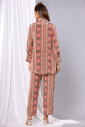 Magenta Color Printed Crepe Co-Ord Set