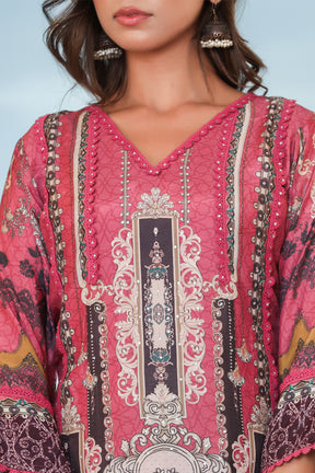 Onion Pink Color Muslin Printed Suit