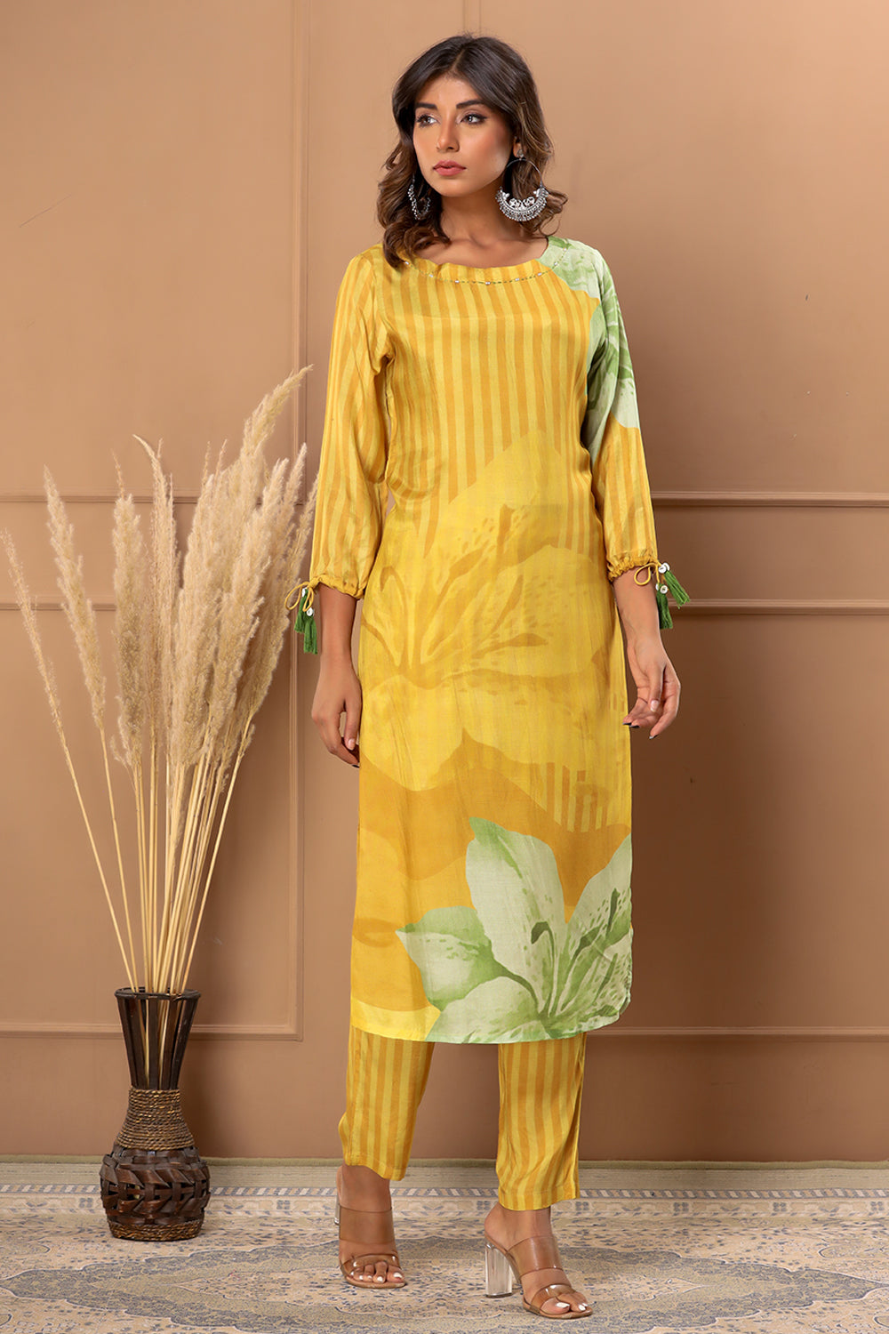 Mustard Color Printed Muslin Co-Ord Set