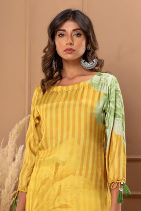 Mustard Color Printed Muslin Co-Ord Set