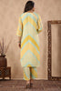 Yellow & Mint Green Color Muslin Printed Co-Ord Set