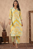 Yellow & Mint Green Color Muslin Printed Co-Ord Set