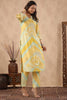 Yellow & Mint Green Color Muslin Printed Co-Ord Set