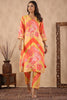 Orange & Mustard Color Muslin Printed Co-Ord Set