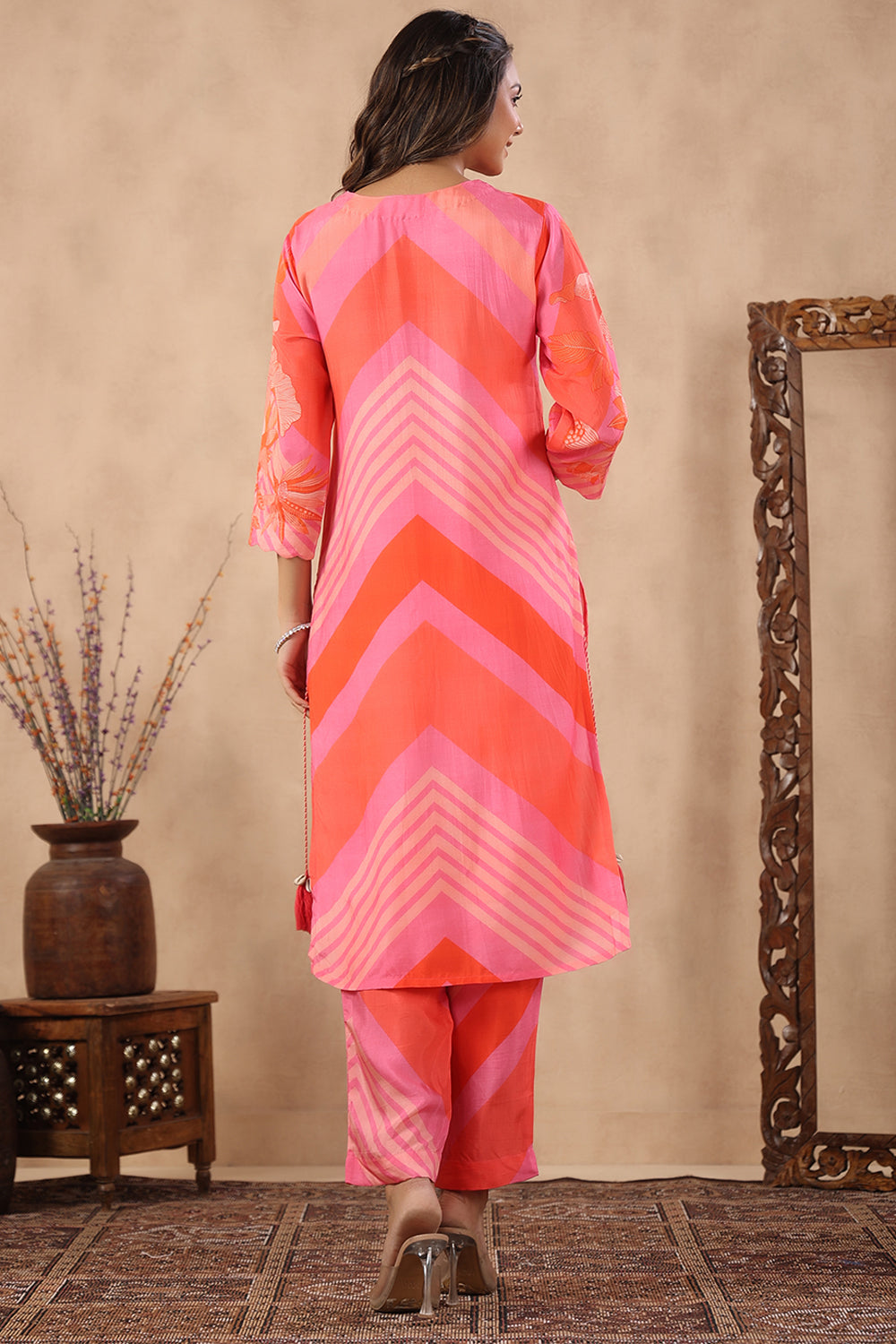 Pink Colour Muslin Printed Co-Ord Set
