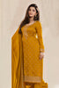 Mustard Color Zari Embroidered Silk Unstitched Suit Material
