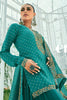 Teal Color Printed Muslin Unstitched Suit Fabric