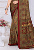Maroon Crepe Printed Saree