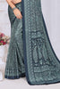 Navy Crepe Floral Printed Saree