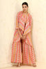 Multi-Colour Muslin Printed Crop-Top Kurta and Gharara Set With Shrugs