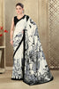 Cream & Grey Printed Crepe Silk Saree