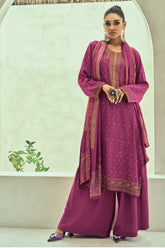 Purple Color Printed Crepe Unstitched Suit Material