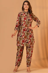 Beige Color Printed Muslin Co-Ord Set