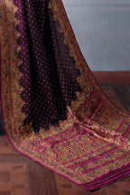 Wine Soft Silk Kalamkari Woven Saree