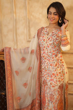 Cream Color Meena-Kaari Woven Chanderi Suit