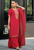 Red Color Printed Muslin Unstitched Suit Fabric