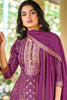 Dark Scarlet Color Silk Zari Woven Suit